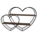 Clayre & Eef Wandregal Herzen 93x15x65 cm Schwarz Braun Eisen Holz