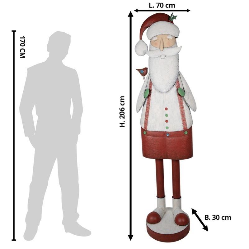 Clayre & Eef Beeld Kerstman 206 cm Wit Ijzer