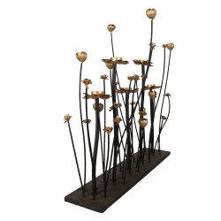 Clayre & Eef Candle holder 69x15x66 cm Black Gold colored Iron Flowers