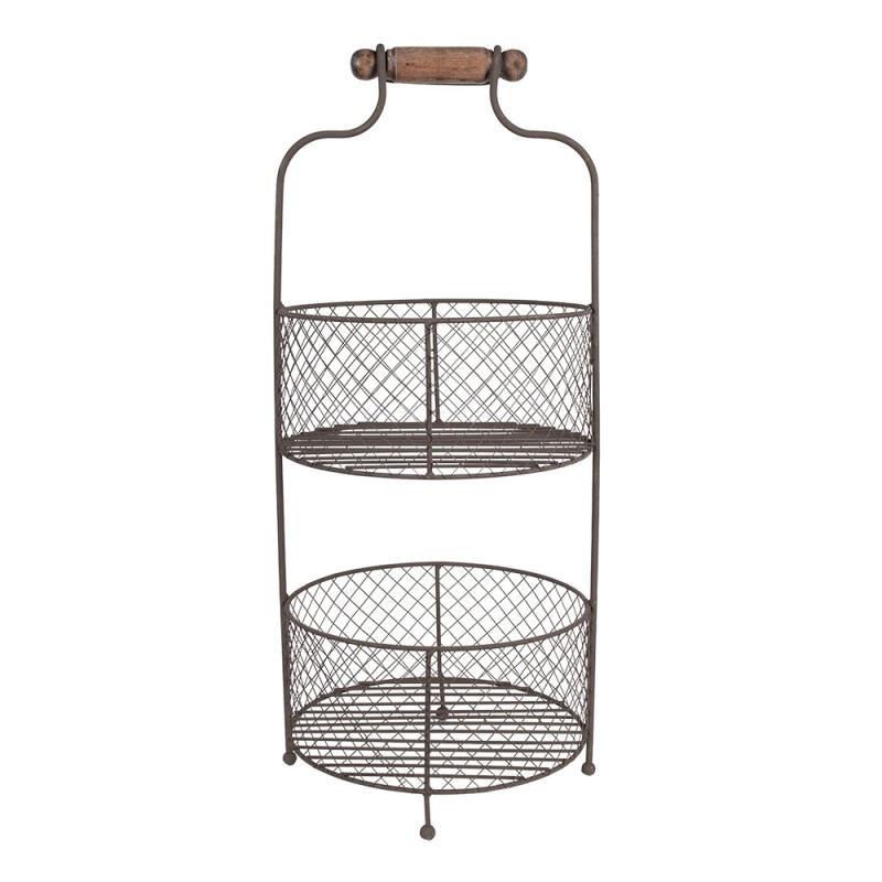 Clayre & Eef Mandenrek  Ø 25x59 cm Bruin Ijzer Rond