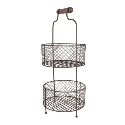 Clayre & Eef Mandenrek  Ø 25x59 cm Bruin Ijzer Rond