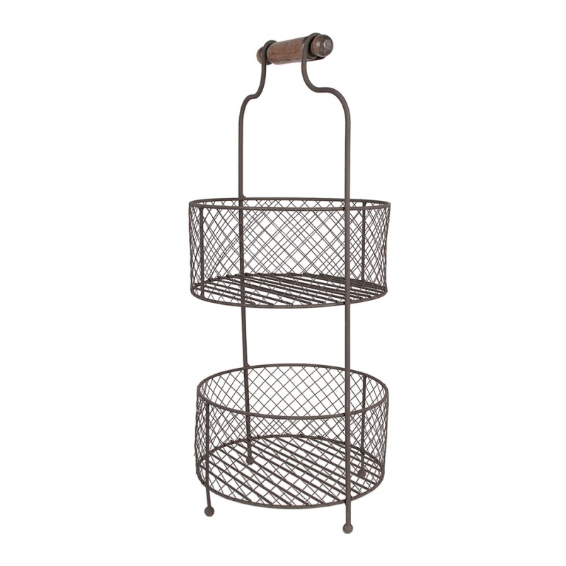 Clayre & Eef Mandenrek  Ø 25x59 cm Bruin Ijzer Rond