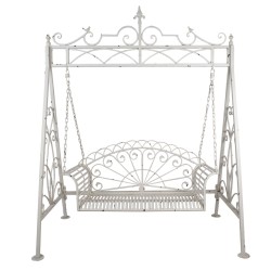 Clayre & Eef Schommelbank  173x96x213 cm Wit IJzer