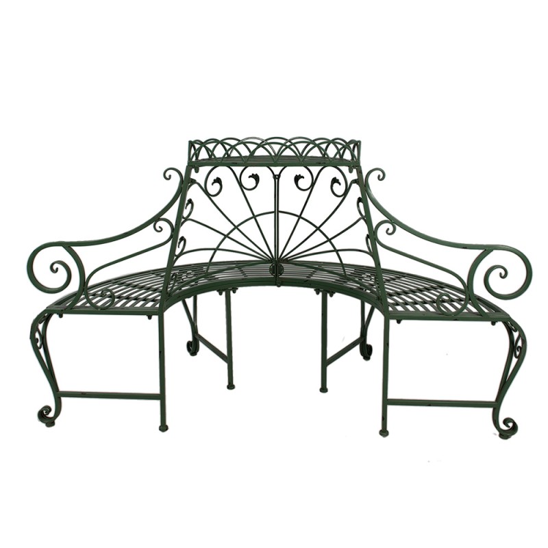Clayre & Eef Panca da giardino 167x84x102 cm Verde Ferro Triangolo