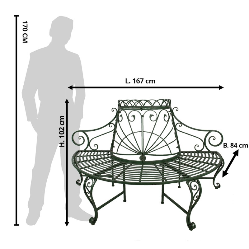 Clayre & Eef Panca da giardino 167x84x102 cm Verde Ferro Triangolo