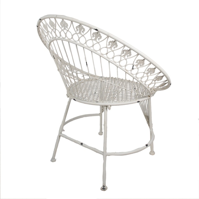 Clayre & Eef Sedia da giardino 82x50x90 cm Bianco Ferro