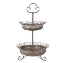 Clayre & Eef 2-Tiered Stand Ø 37x61 cm Brown Iron