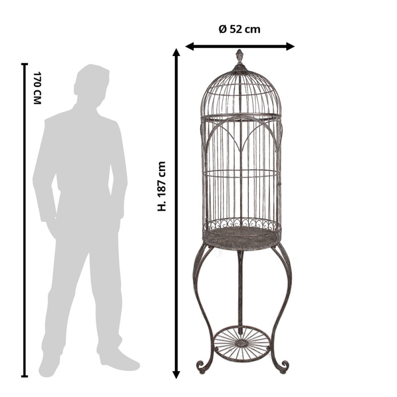 Clayre & Eef Bird Cage Decoration Ø 52x187 cm Brown Iron