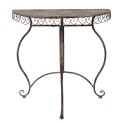 Clayre & Eef Plant Table Set of 2 76x38x75  / 64x32x65 cm Brown Iron Semicircle