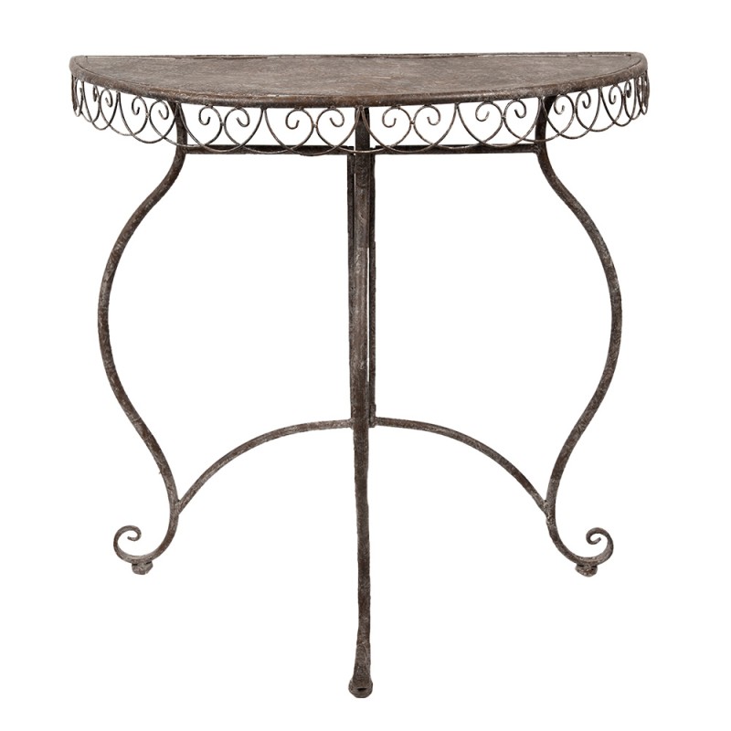 Clayre & Eef Plant Table Set of 2 76x38x75  / 64x32x65 cm Brown Iron Semicircle