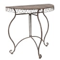Clayre & Eef Plant Table Set of 2 76x38x75  / 64x32x65 cm Brown Iron Semicircle