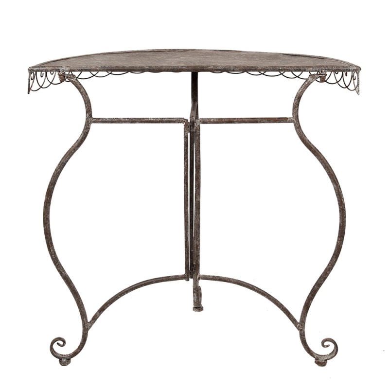 Clayre & Eef Plant Table Set of 2 76x38x75  / 64x32x65 cm Brown Iron Semicircle
