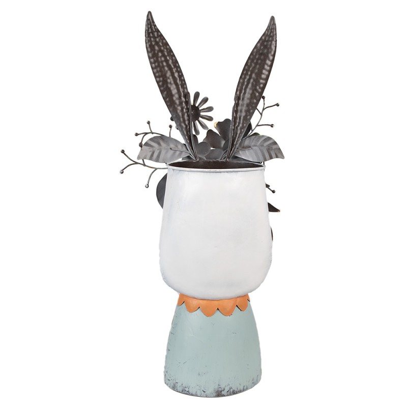 Clayre & Eef Bloempot Konijn 62 cm Wit IJzer