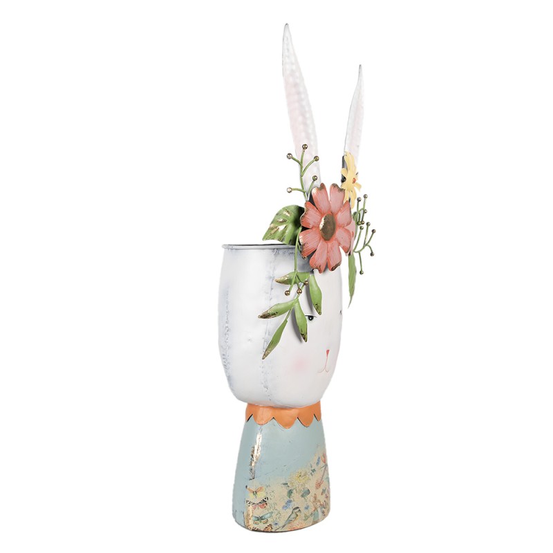 Clayre & Eef Bloempot Konijn 62 cm Wit IJzer