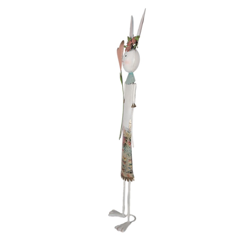 Clayre & Eef Statuetta decorativa Coniglio 88 cm Bianco Rosa  Ferro