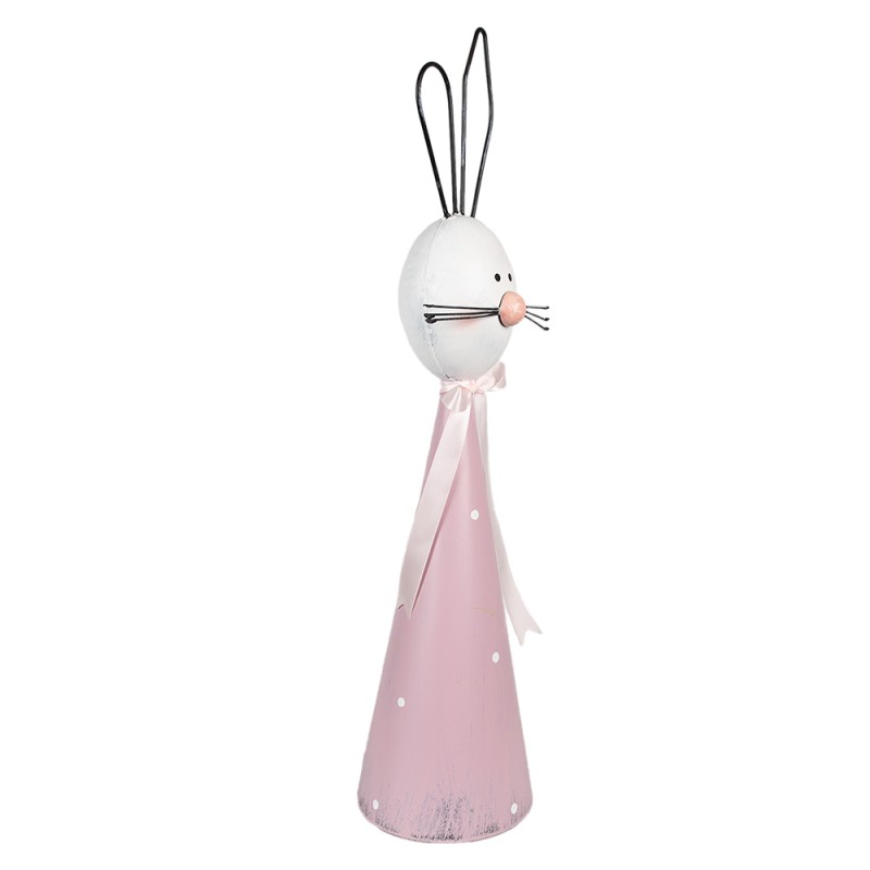 Clayre & Eef Figurine décorative Lapin 60 cm Blanc Rose Fer