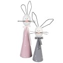 Clayre & Eef Figurine décorative Lapin 60 cm Blanc Rose Fer