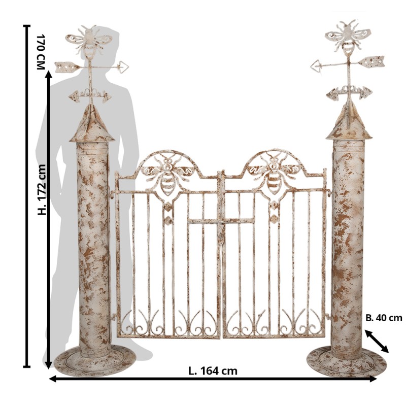 Clayre & Eef Garden gate 164x40x172 cm White Brown Iron