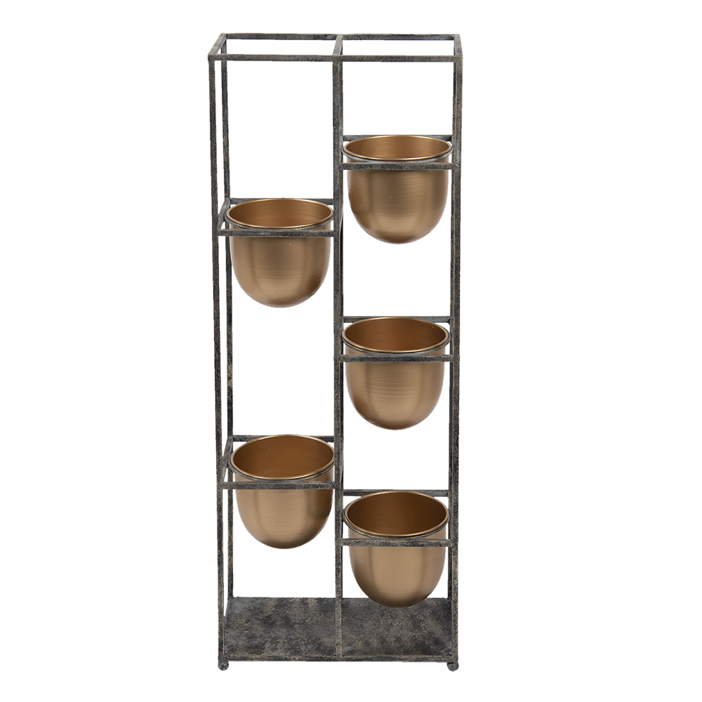 Clayre & Eef Bloempot 80 cm Goudkleurig Zwart Metaal afbeelding