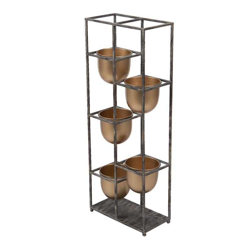 Clayre & Eef Blumentopf 80 cm Goldfarbig Schwarz Metall