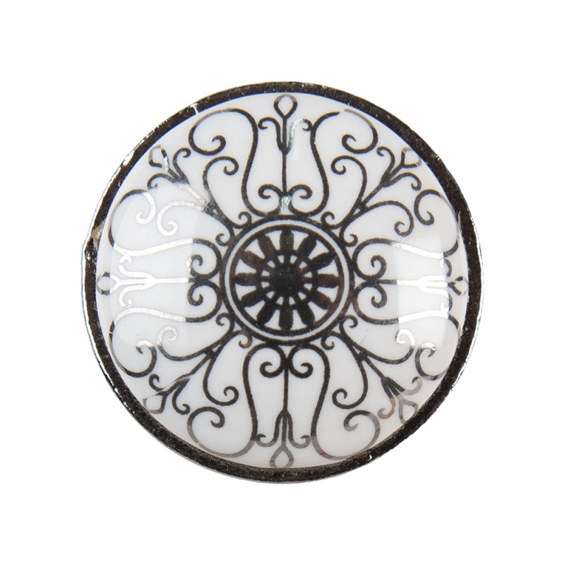 Clayre & Eef Pomello Ø 3 cm Bianco Grigio  Ceramica Rotondo