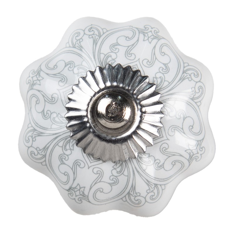 Clayre & Eef Pomello Ø 4 cm Bianco Grigio  Ceramica