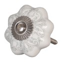 Clayre & Eef Deurknop  Ø 4 cm Wit Grijs Keramiek
