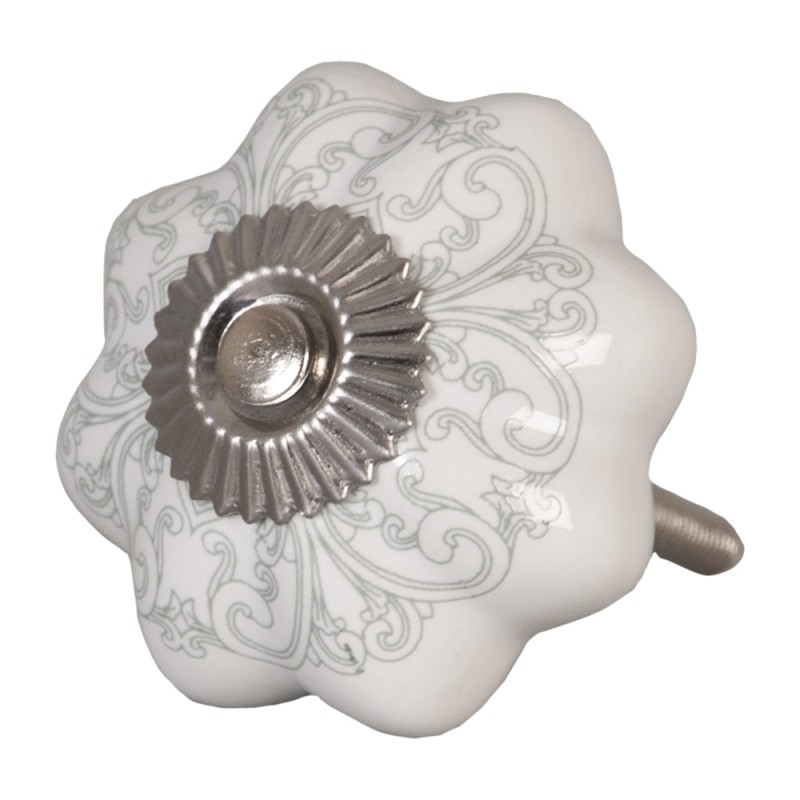 Clayre & Eef Pomello Ø 4 cm Bianco Grigio  Ceramica