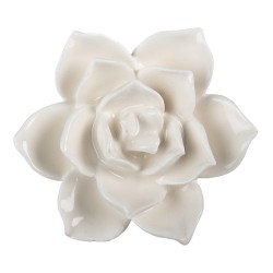 Clayre & Eef Poignée de porte Ø 5 cm Blanc Marron Céramique