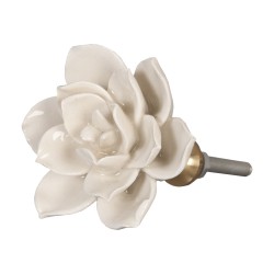 Clayre & Eef Poignée de porte Ø 5 cm Blanc Marron Céramique