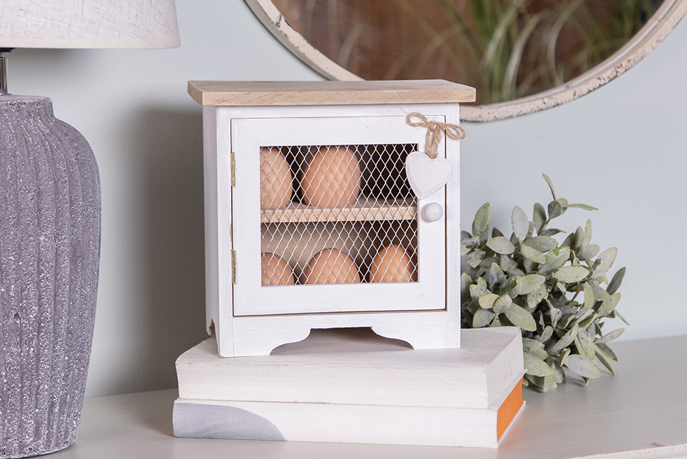 Eierkastje 19X14X19 Cm Wit Hout-image