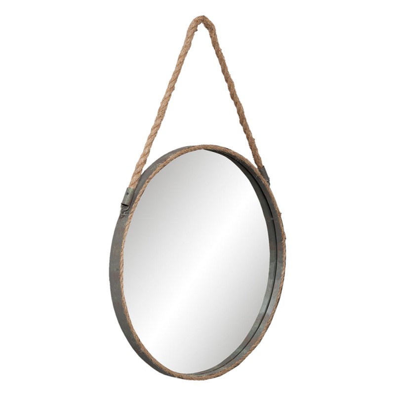 Clayre & Eef Mirror Ø 47x3 cm Grey Iron Round