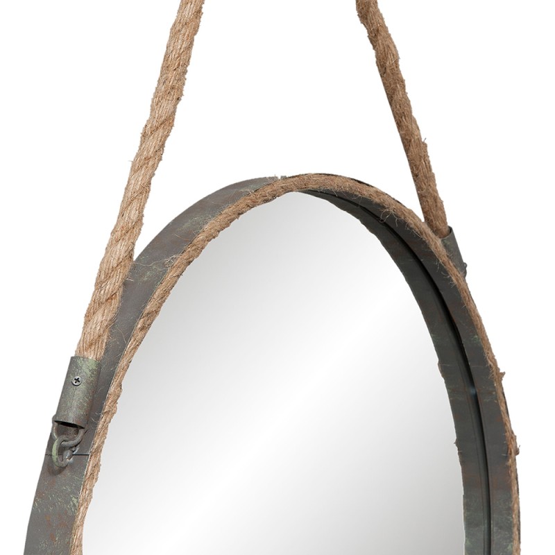 Clayre & Eef Mirror Ø 47x3 cm Grey Iron Round