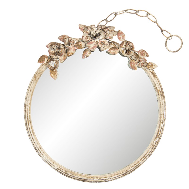 Clayre & Eef Mirror 38x44 cm Gold colored Iron Wood Round