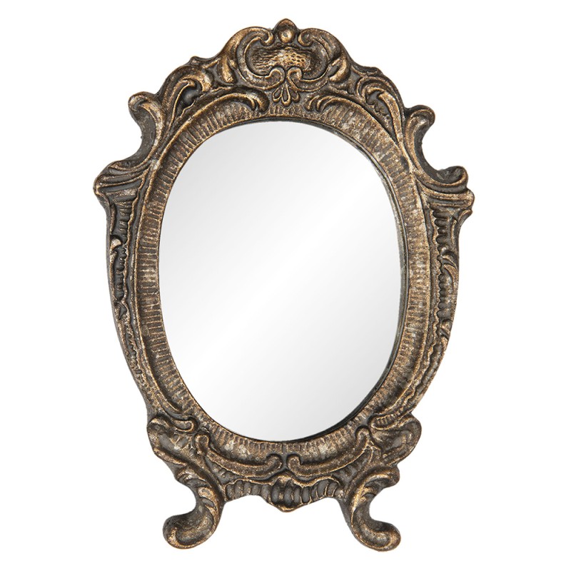 Clayre & Eef Miroir 9x12 cm Marron Plastique Rond