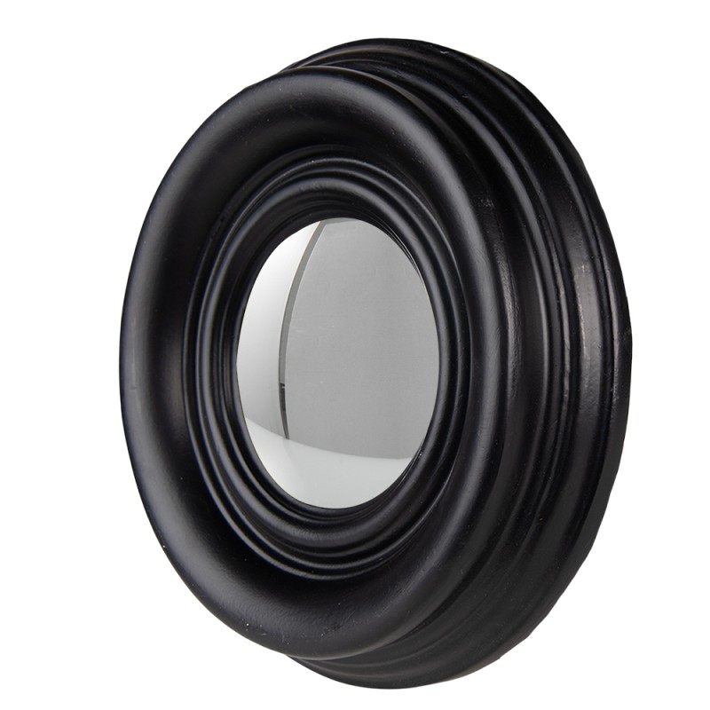 Clayre & Eef Spiegel  Ø 21 cm Zwart Hout Rond