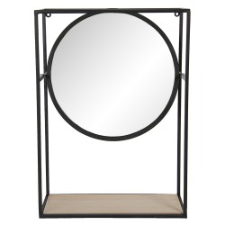 Clayre & Eef Mirror 36x50 cm Black Iron Wood Rectangle