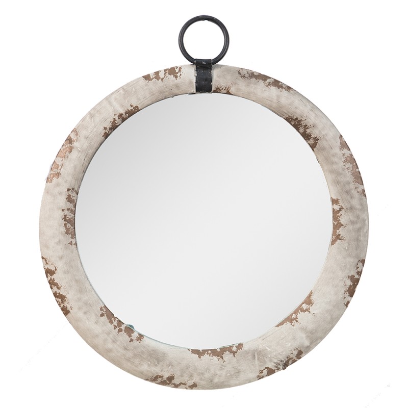 Clayre & Eef Miroir Ø 41 cm Gris Marron Métal Verre Rond