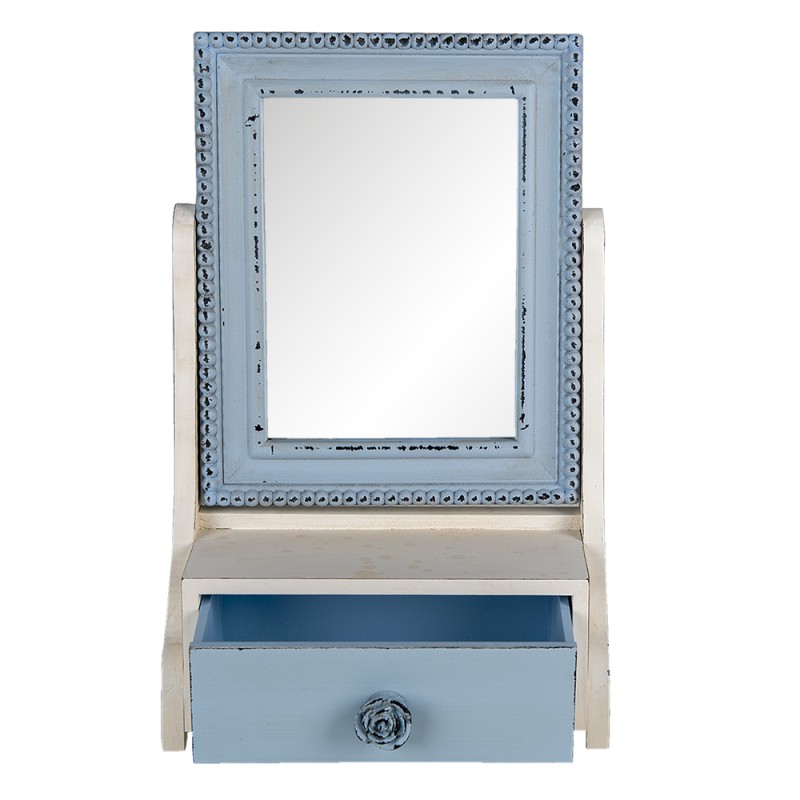 Clayre & Eef Miroir sur pied 25x38 cm Bleu MDF Verre