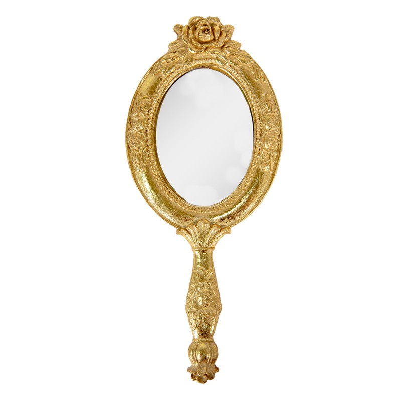 Clayre & Eef Specchio a mano 10x25 cm Color oro Plastica Vetro Fiori