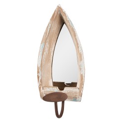 Clayre & Eef Mirror 15x17x36 cm Beige Wood Glass
