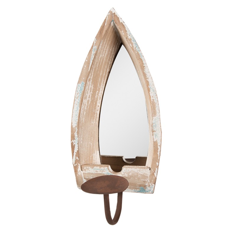Clayre & Eef Miroir 15x17x36 cm Beige Bois Verre