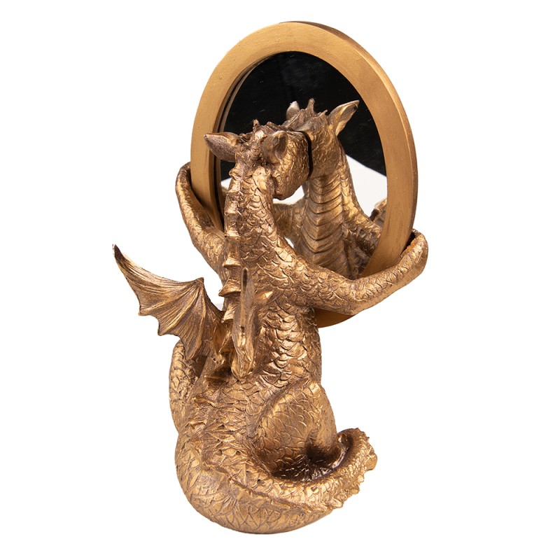 Clayre & Eef Specchio da terra Drago 16x25 cm Color oro Plastica Vetro