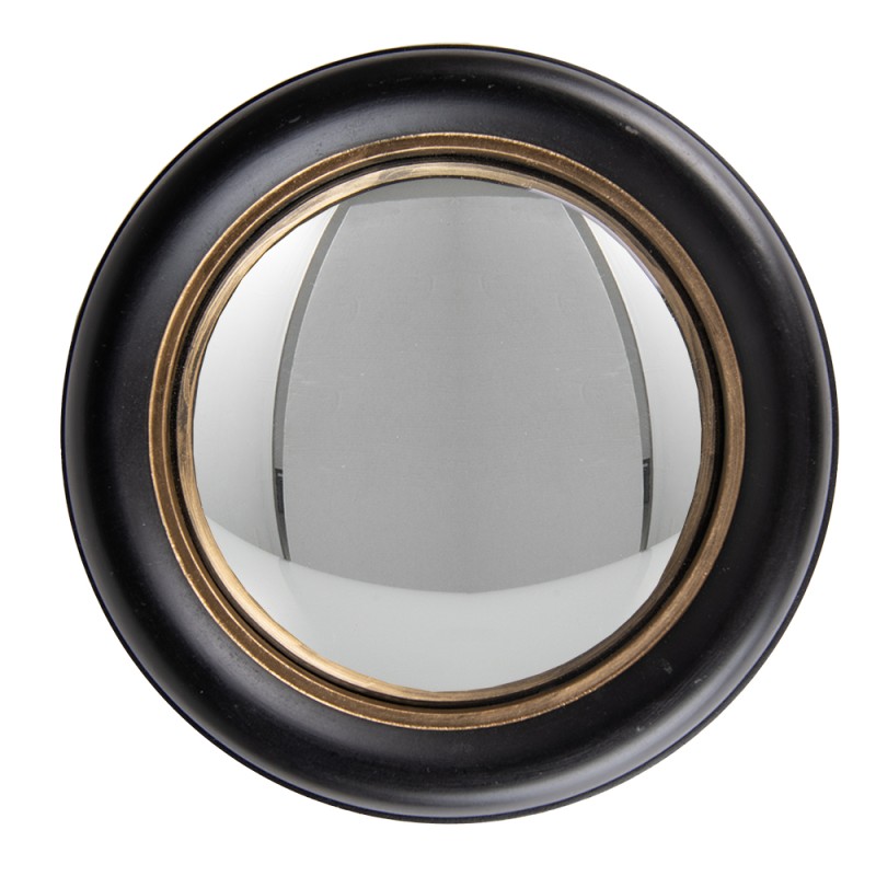 Clayre & Eef Specchio Ø 14 cm Nero Color oro Legno Vetro Rotondo