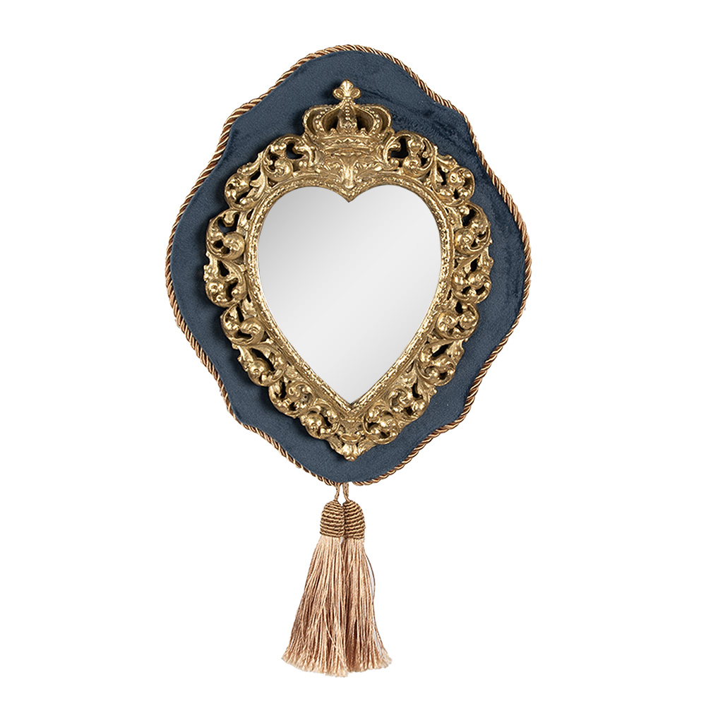 Clayre&Eef Spiegel 19x3x22 cm Blauw Goudkleurig Polyresin afbeelding