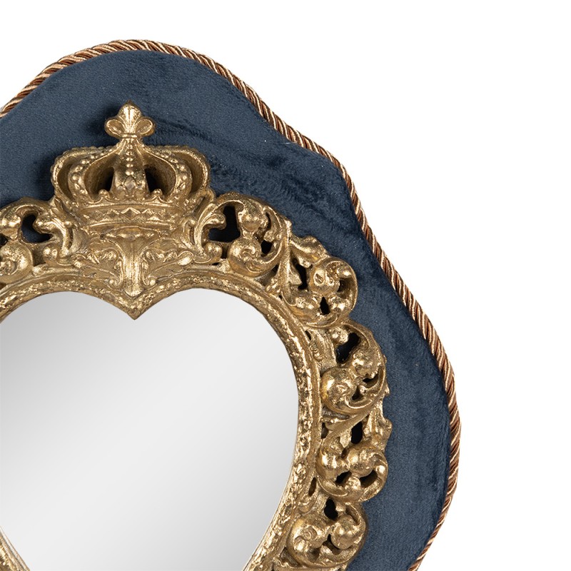Clayre & Eef Miroir 19x3x22 cm Bleu Couleur or Polyrésine