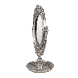 Clayre & Eef Table Mirror 17x13x30 cm Silver colored Plastic Glass Oval