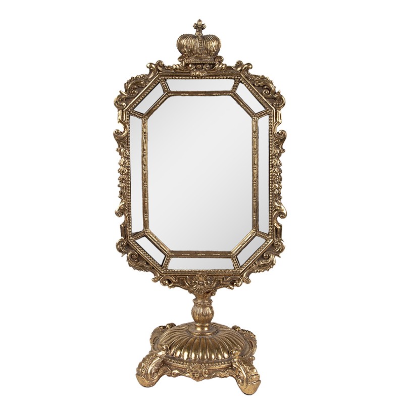 Clayre & Eef Specchio da tavolo 15x10x31 cm Color oro Plastica Vetro