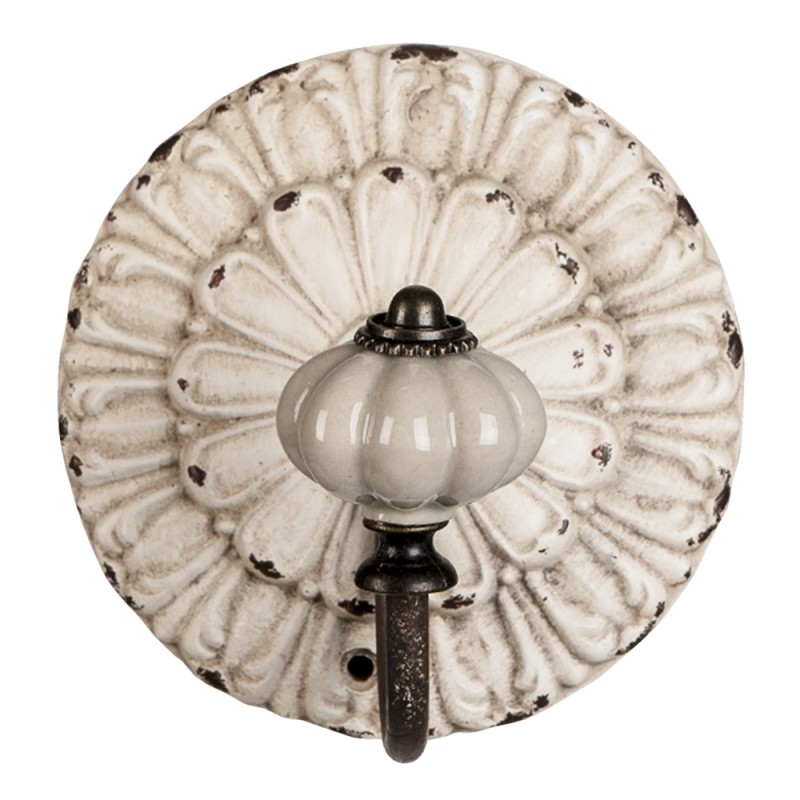 Clayre & Eef Wandhaak  10x10x10 cm Wit Metaal Rond
