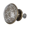 Clayre & Eef Pomello Ø 2 cm Marrone Bianco  Ceramica Rotondo Fiori